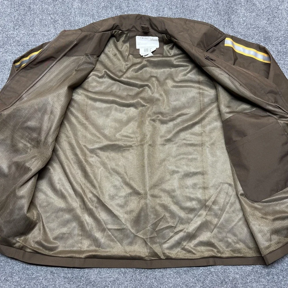 Twinhill UPS Jacket Mens Large Brown Reflective Full Zip Y2K